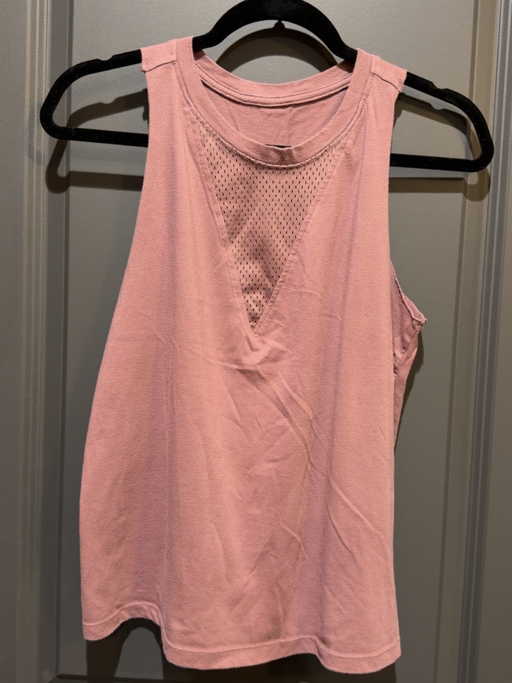 Women's Pink Mesh Inset Tank Top
